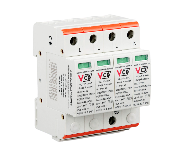 Ogranicznik przepięć AC 4P typ1+2 VCX Iskiernikowy